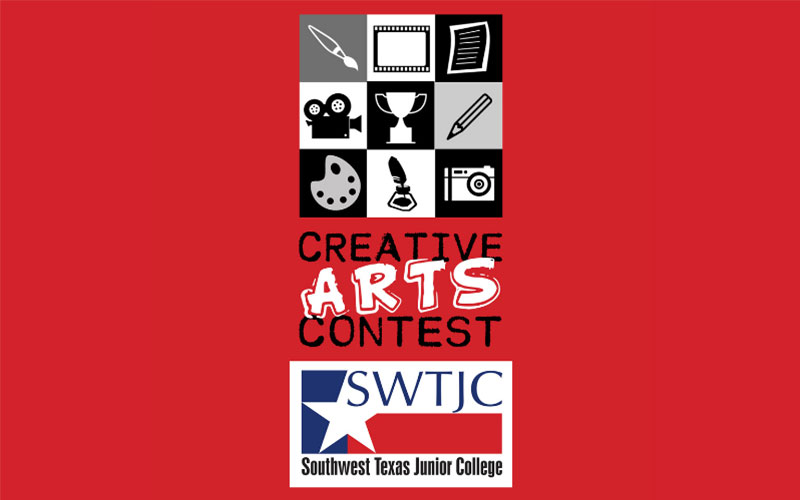 Creative Arts Contest logo and SWTJC logo on a red background